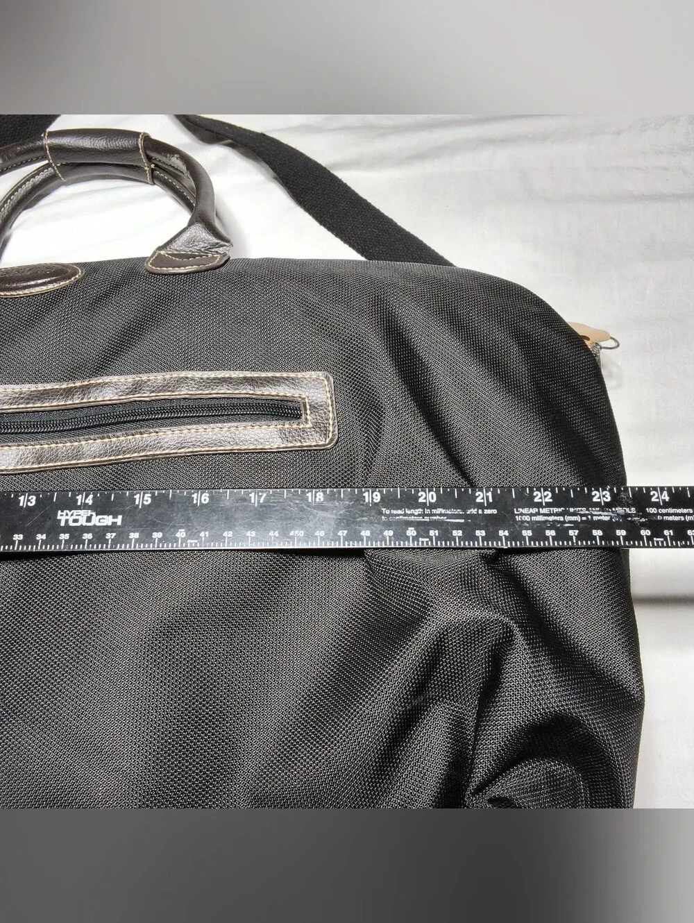 ​Brics Milano Black Nylon Brown Leather Trim Travel Weekender Duffel CarryOn Bag